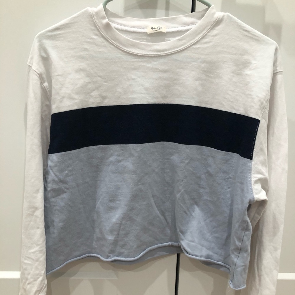 John Galt white & blue striped long sleeve top